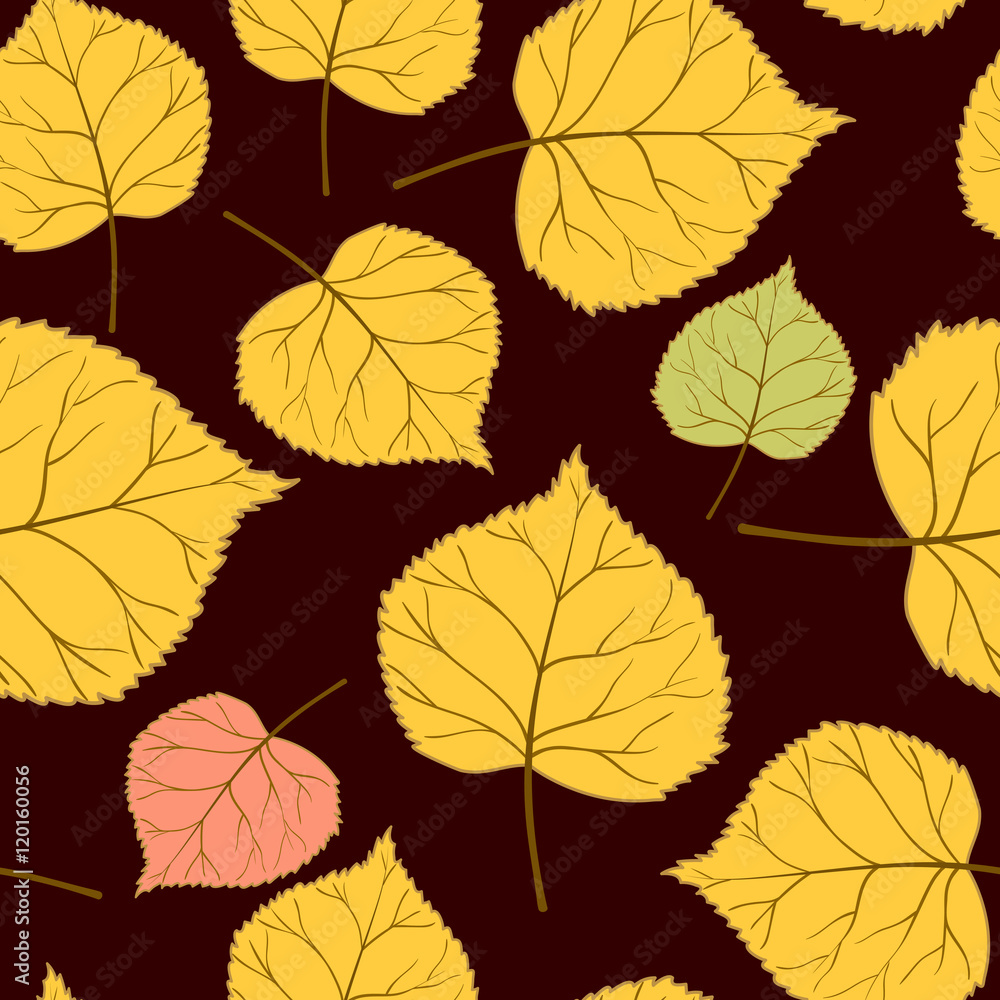Fototapeta premium brown seamless Pattern with leaves-01