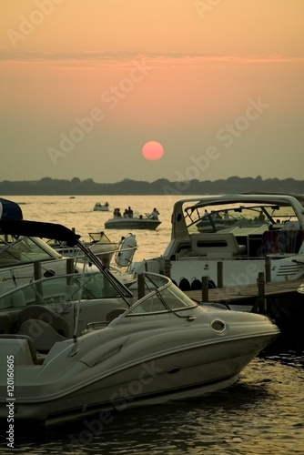 Boats at Okoboji Sunset photo