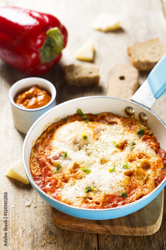 Omelette with cheese, bell pepper and tomatoes Omelette with cheese, bell pepper and tomatoes