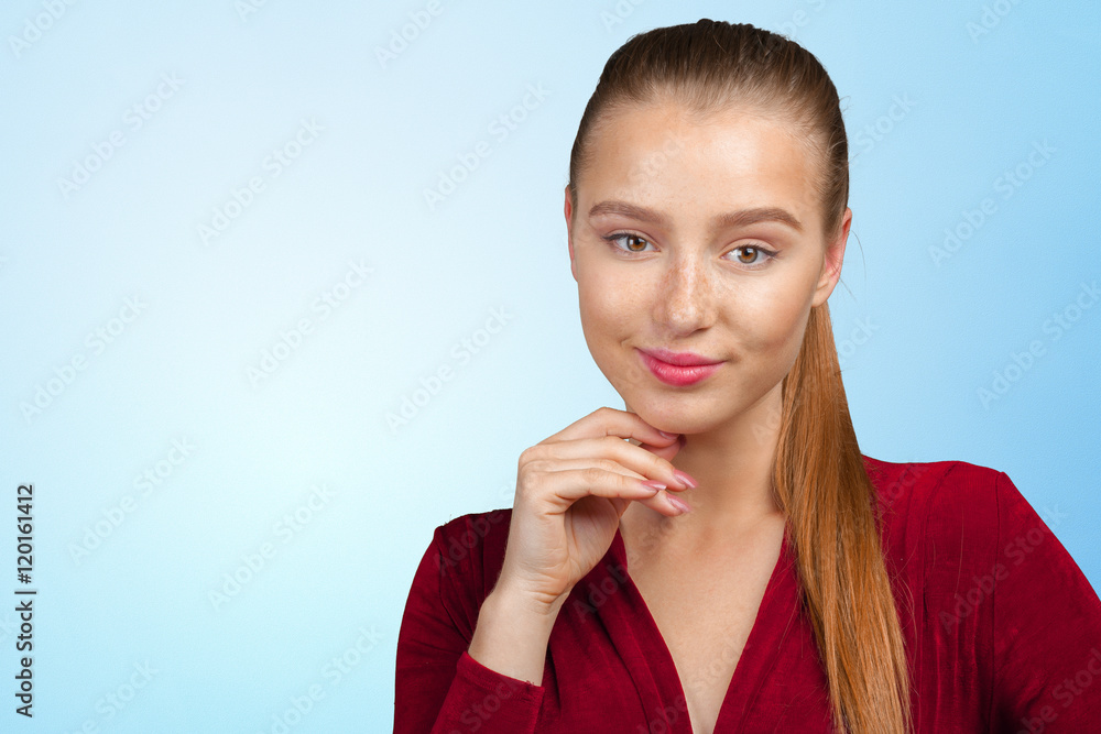 Portrait of an attractive young woman thinking deeply Portrait of an attractive young woman thinking deeply