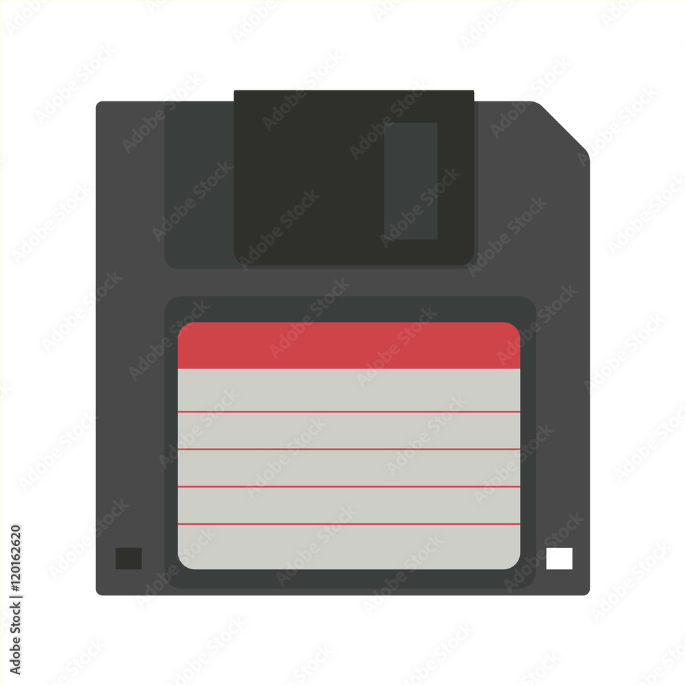 Floppy disk vector illustration. Geek gaming retro gadgets from