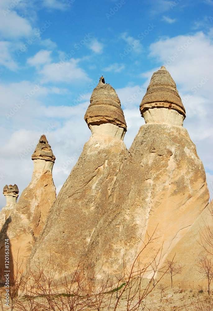 Stone formations at Pashabag Valley in Cappadocia, Turkey