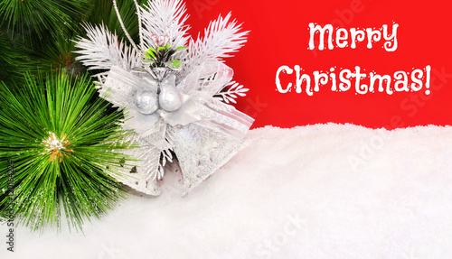 Bright Christmas background with a bell photo