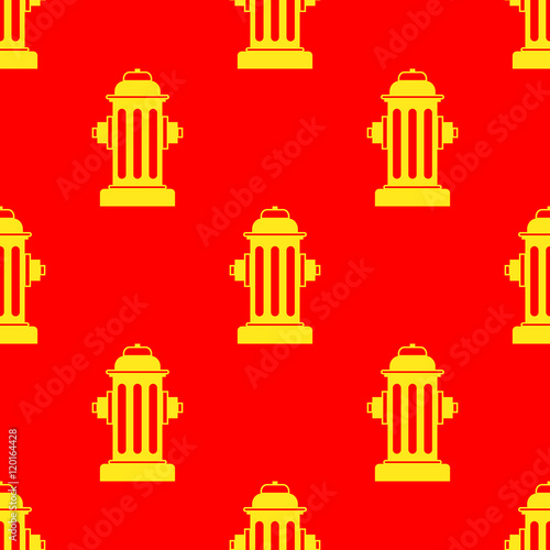 Icono plano patrón con hidrante amarillo sobre fondo rojo