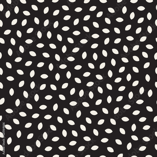 Vector Seamless Black and White Ellipse Shape Jumble Pattern