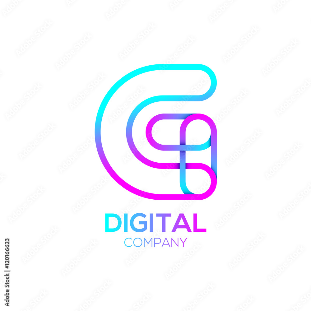 Letter G Logo Design.Linked shape circle symbol,Digital,pink blue Letter G Logo Design.Linked shape circle symbol,Digital,pink blue