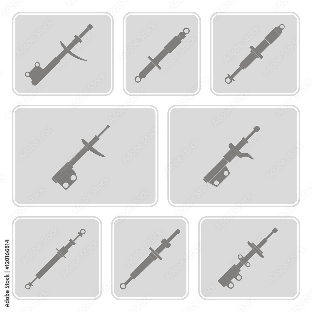 set of monochrome icons with shock absorber for your design set of monochrome icons with shock absorber for your design
