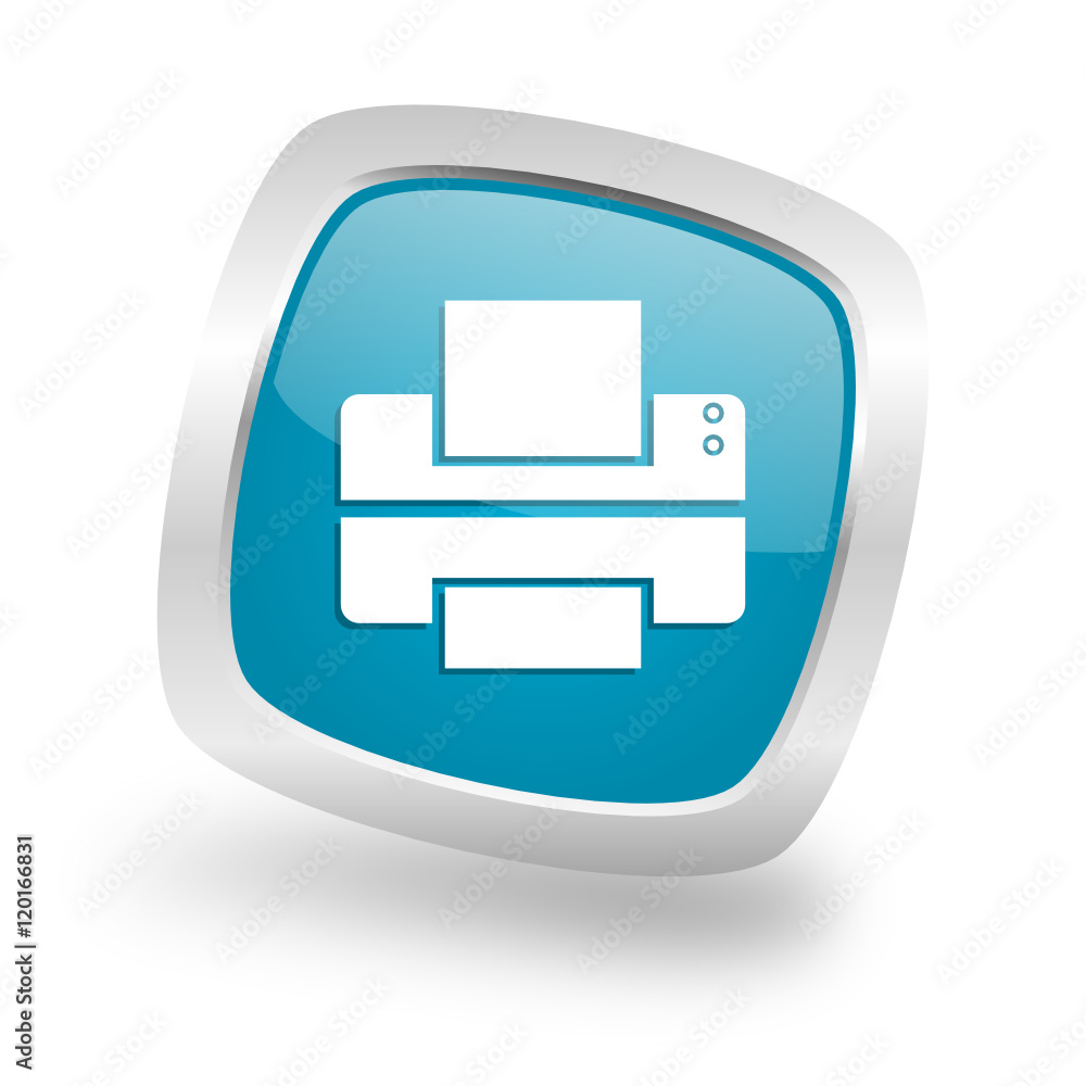 Modern design square blue printer vector icon Modern design square blue printer vector icon