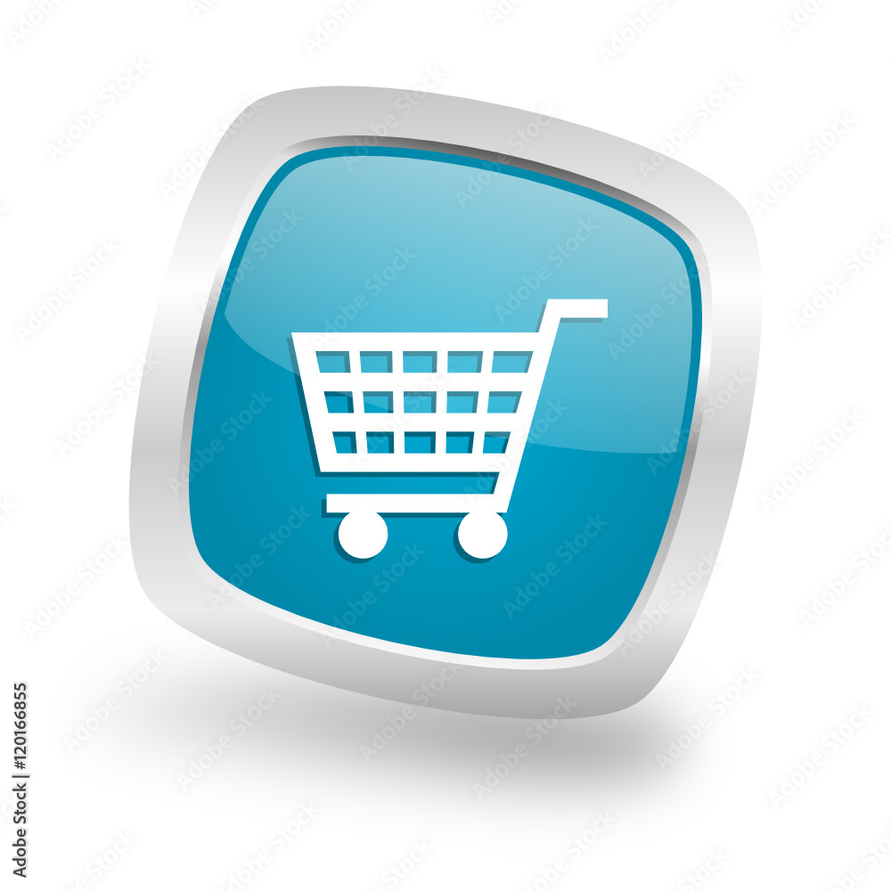 Modern design square blue cart vector icon Modern design square blue cart vector icon