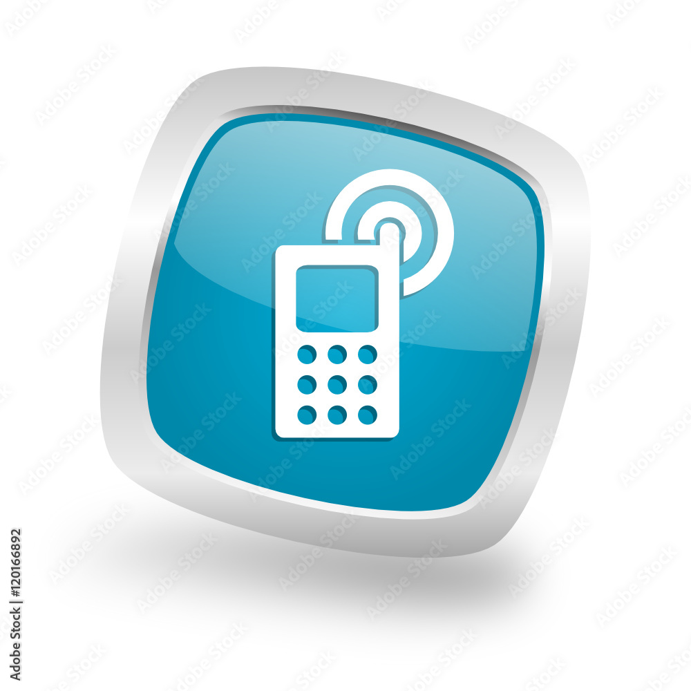 Modern design square blue phone vector icon Modern design square blue phone vector icon