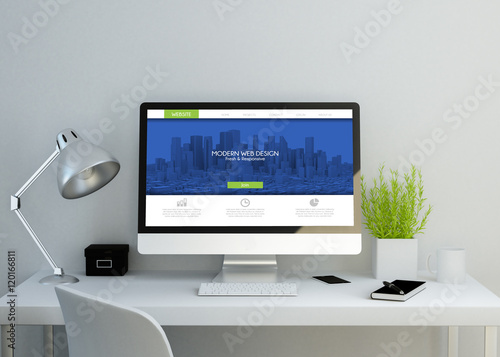 modern clean workspace with fresh and modern designed website on