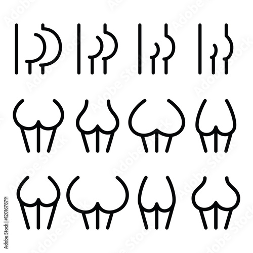 Different bum sizes icons - large, flat, big, small

