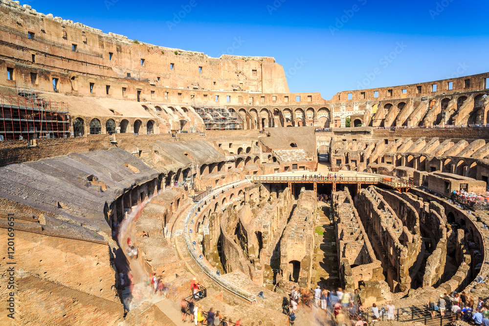 Interior of huge Colosseum, Italy