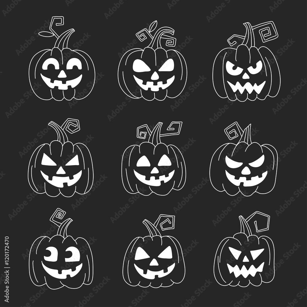 Obraz premium Halloween pumpkin for Halloween party Trick or treat Vector icons