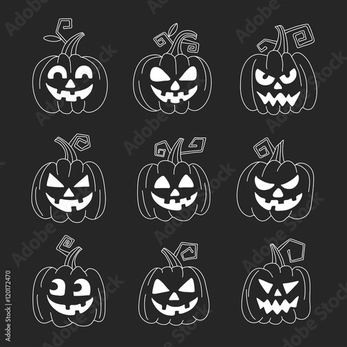 Halloween pumpkin for Halloween party Trick or treat Vector icons