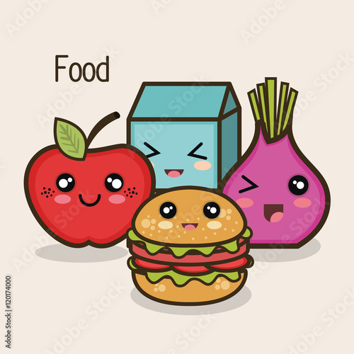 set cartoon food design vector illustration eps 10