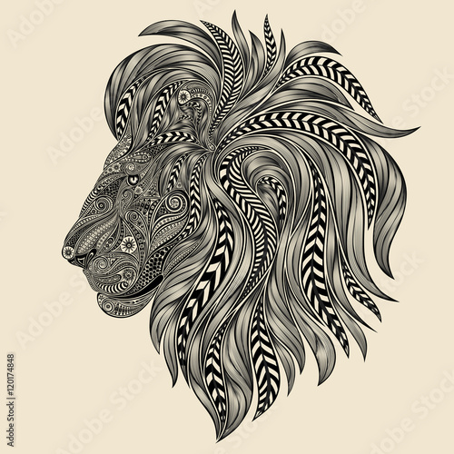 Fototapeta Naklejka Na Ścianę i Meble -  Vector lion from a variety of beautiful patterns