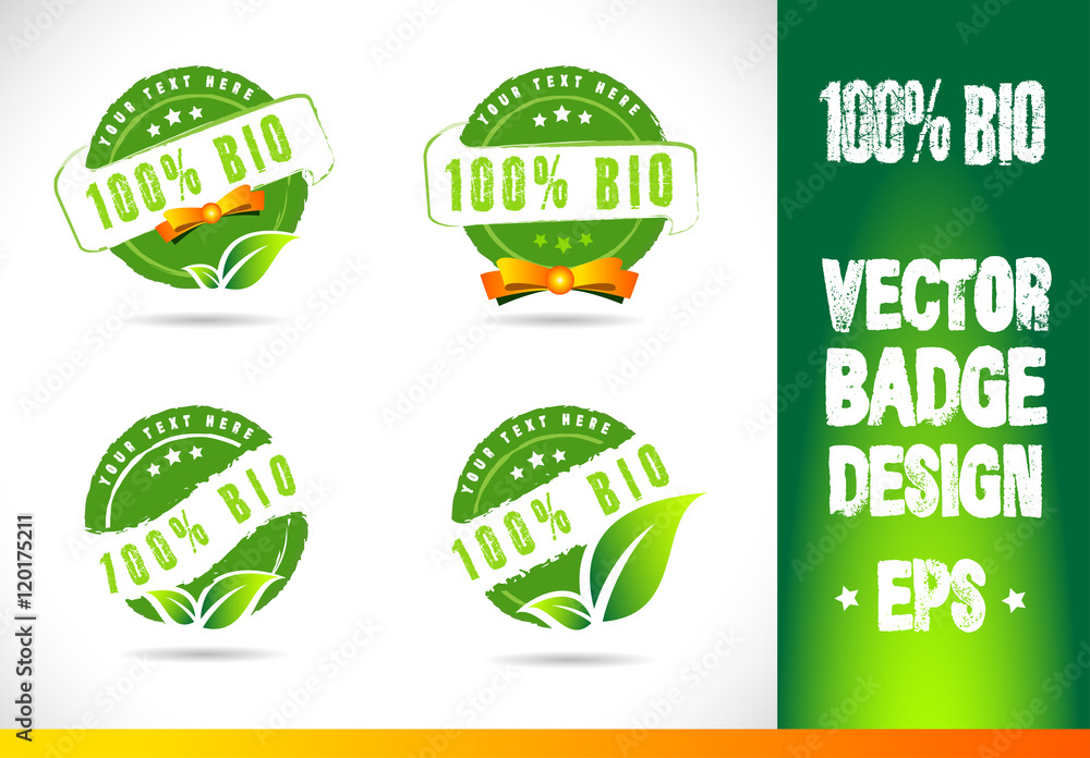 100 % Bio Badge Logo Vector