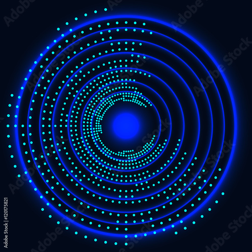 Eyeball future technology, colored light, blue cyber security concept background