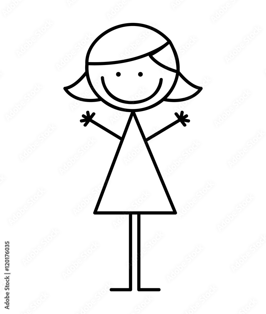 little girl cute character vector illustration design