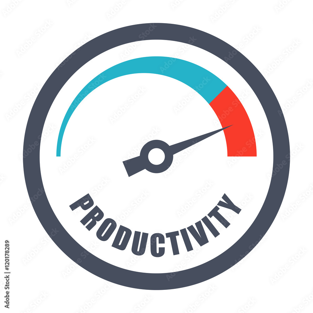 Increase productivity concept with tachometer and text productivity. Increase productivity concept with tachometer and text productivity.