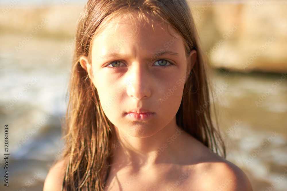 portrait of a little girl on the shore portrait of a little girl on the shore