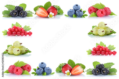 Beeren Erdbeeren Blaubeeren Himbeeren Früchte Textfreiraum Copy