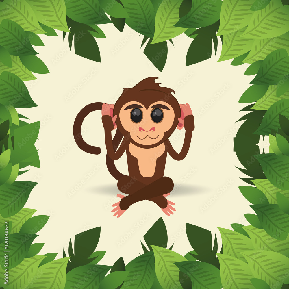 flat design jungle monkey cartoon vector illustration Stock Vector ...