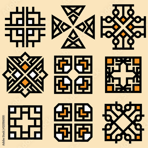 Pattern tile, ornaments. 
Can be used for wallpaper, pattern fills, web page background,surface textures.