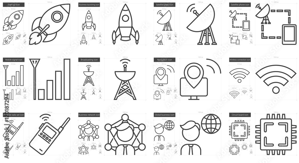 Obraz premium Technology line icon set.