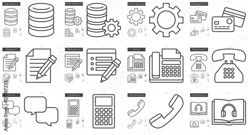 Technology line icon set.