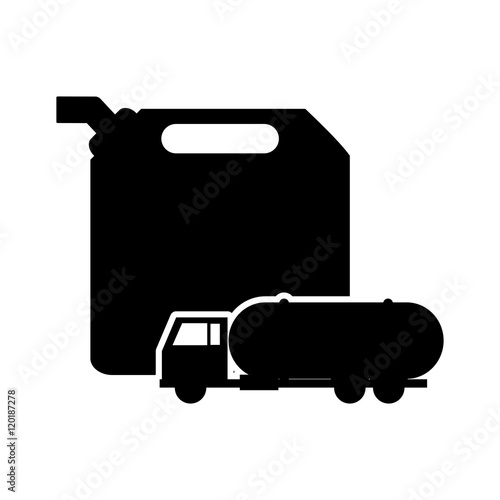 flat design fuel canister and cistern truck icon vector illustration