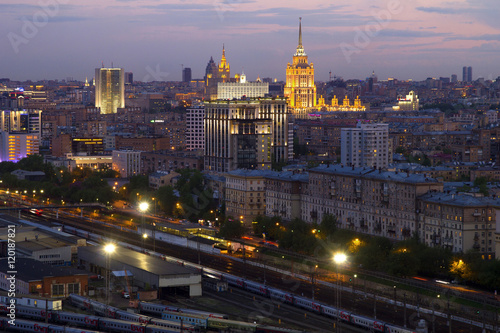 The view of the city from a tall building