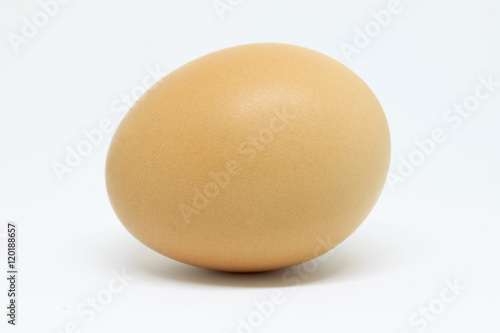 Single brown chicken egg isolated on white