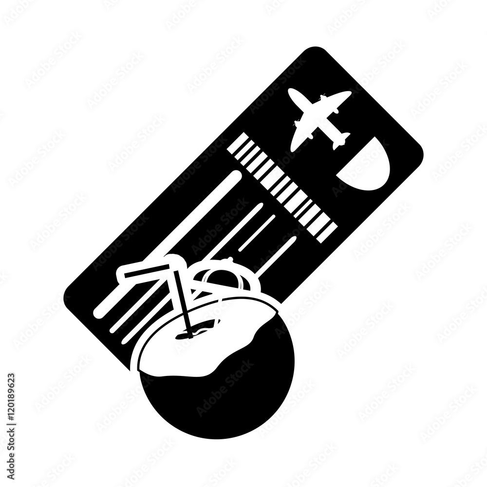 flat design boarding pass or ticket and tropical cocktail icon vector illustration flat design boarding pass or ticket and tropical cocktail icon vector illustration