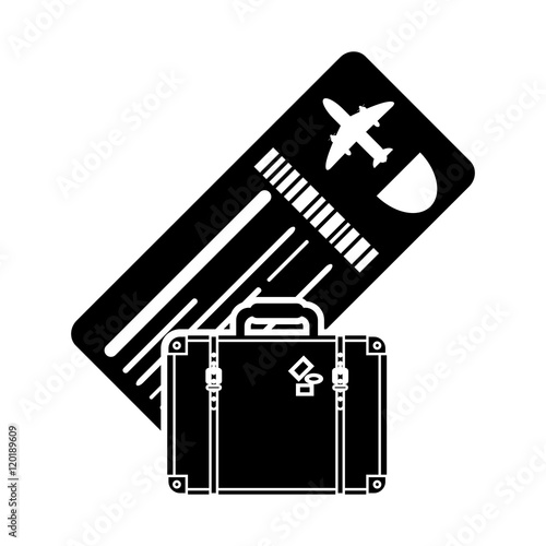 flat design boarding pass or ticket and suitcase icon vector illustration 