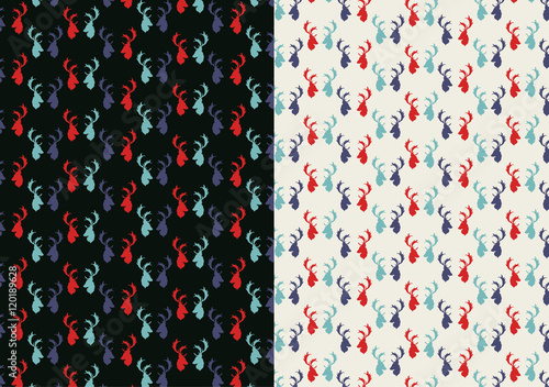 Whimsical Digital hand drawn of moose for chrismas paper wrapping,fabric or wallpaper with modern and clean graphic