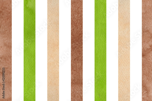 Watercolor brown  green and beige striped background.