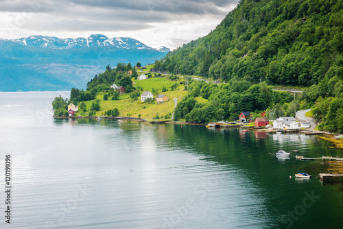 natural Hardangerfjord fjord landscape of norway photo