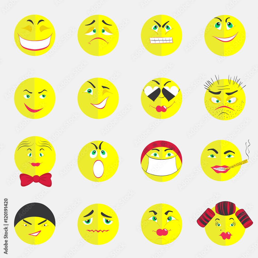 Fototapeta premium Flat Colorful Emoticons