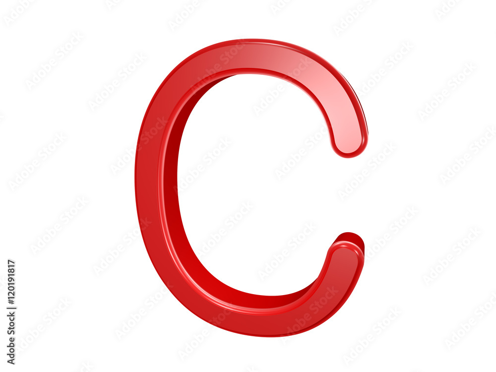Red letter C isolated on white, 3d illustration Red letter C isolated on white, 3d illustration