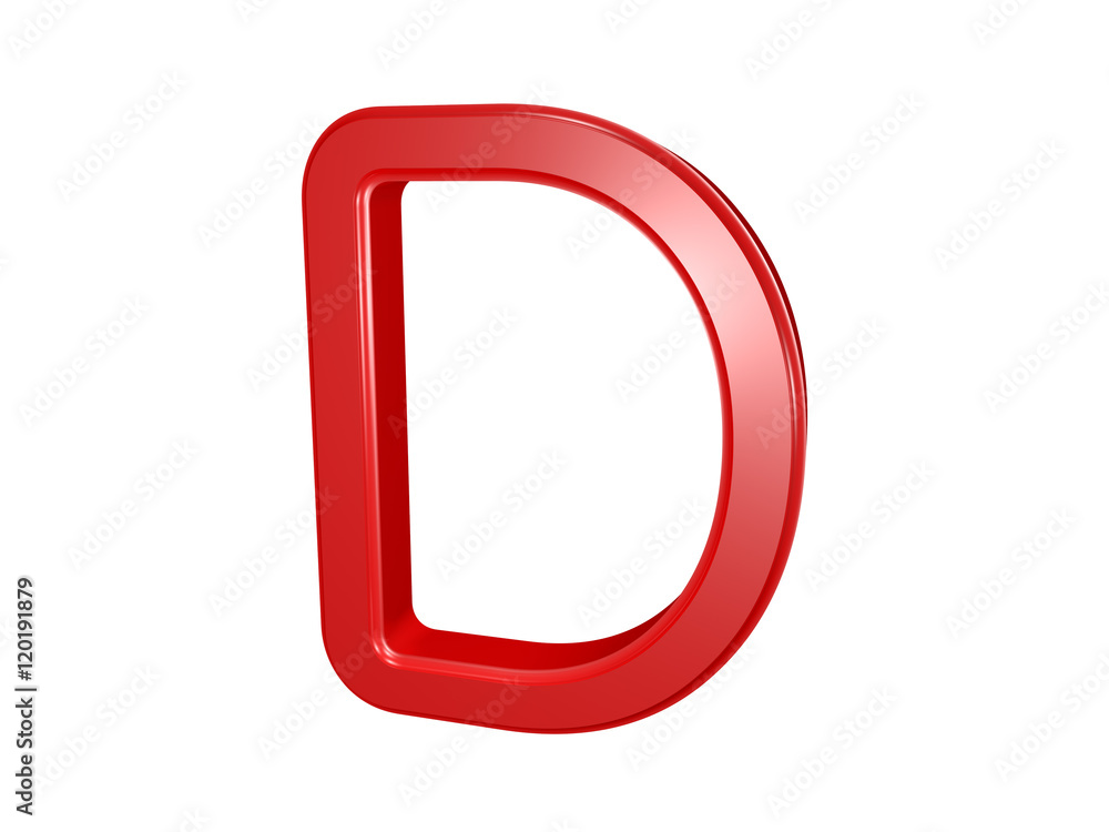 Red letter D isolated on white, 3d illustration Red letter D isolated on white, 3d illustration