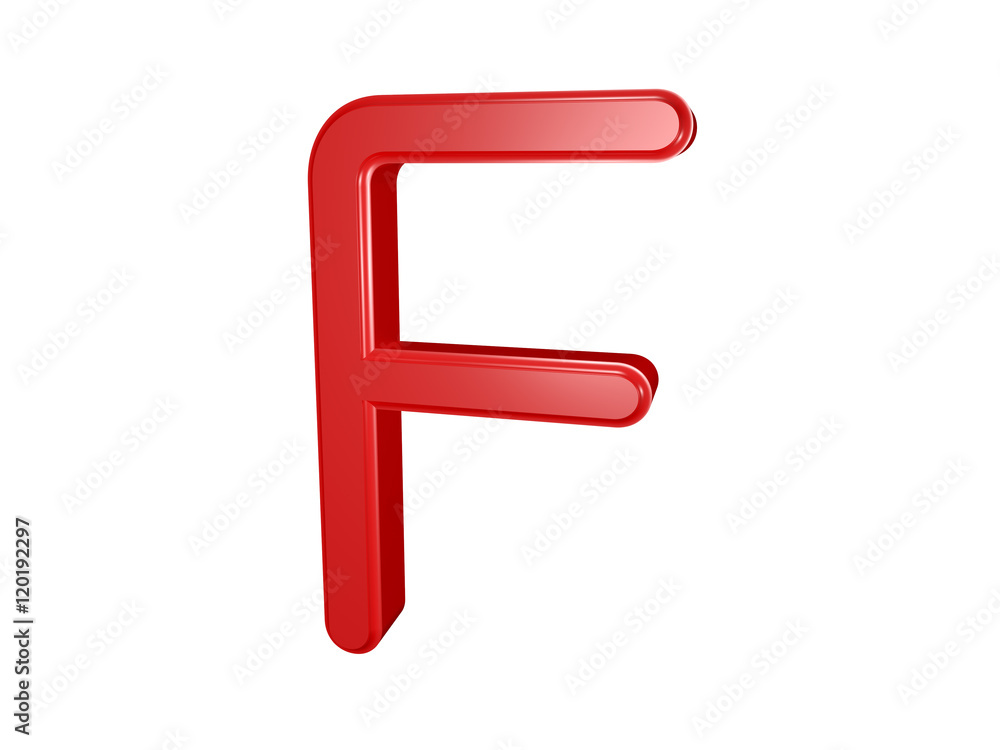 Red letter F isolated on white, 3d illustration Red letter F isolated on white, 3d illustration