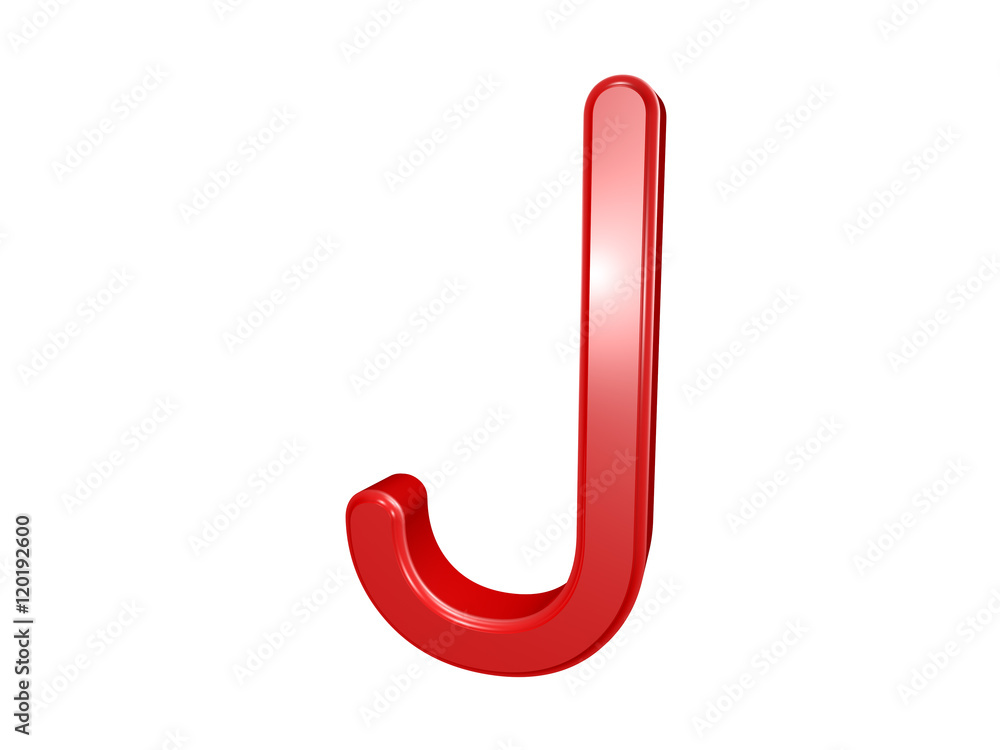 Red letter J isolated on white, 3d illustration Red letter J isolated on white, 3d illustration