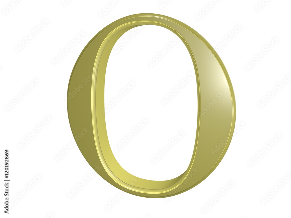 Gold letter O isolated on white, 3d illustration Gold letter O isolated on white, 3d illustration
