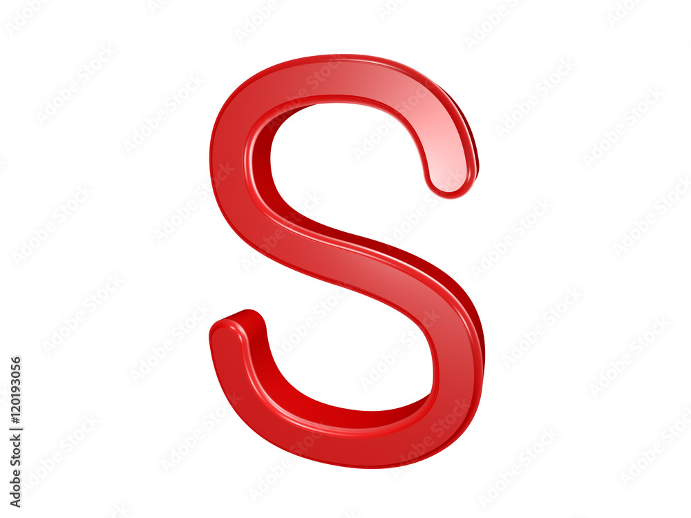Red letter S isolated on white, 3d illustration Red letter S isolated on white, 3d illustration