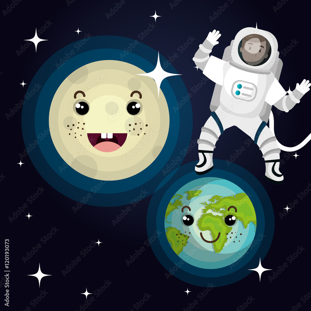 Naklejka premium astronaut cartoon space isolated vector illustration eps 10