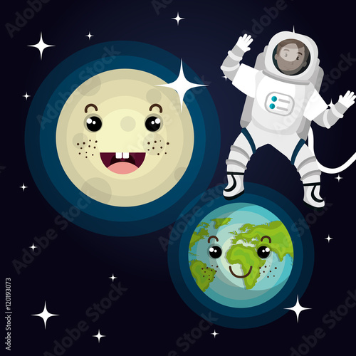 astronaut cartoon space isolated vector illustration eps 10