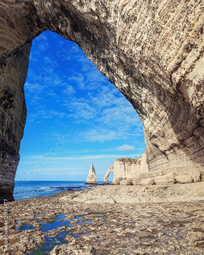 famouse Etretat arch rock, France