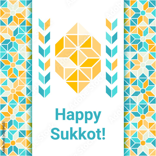 Happy Sukkot greeting card with etrog